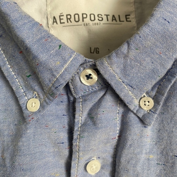 Aeropostale Men's Blue Rainbow Specked Long Sleeve Button Down Shirt Size Large‎ - Picture 5 of 13